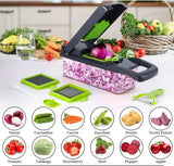 16-in-1 Multifunctional Vegetable Chopper & Slicer - Manual Kitchen Food Processor with Drain Basket