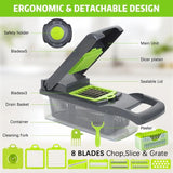 16-in-1 Multifunctional Vegetable Chopper & Slicer - Manual Kitchen Food Processor with Drain Basket